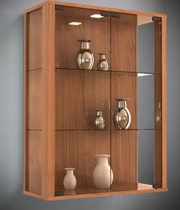VCM Glasvitrine hängend | Vitrine Glas mit ESG-Sicherheitsglas | Maße: H. 80 x B. 60 x T. 25 cm | Hängevitrine Glas | Modern und platzsparend | Glas Vitrinenschrank - Udina