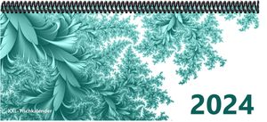 Tischkalender XXL 2024 mit dem Muster Blätter türkis