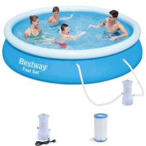 BESTWAY Fast Set Pool Swimmingpool Rund mit Filterpumpe komplett 366x76cm BESTWAY Fast Set Pool Swimmingpool Rund mit Filterpumpe komplett 366x76cm