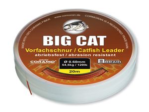 CORMORAN BIG CAT 8-BRAID CATFISH LEADER, 20m, 1mm, 100kg / 220,46lbs, braun, Micro Coramid® Waller-Vorfachschnur , 78-02103