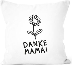 personalisierter Kissen-Bezug Blümchen mit Botschaft personalisierte Geschenke zum Muttertag SpecialMe® Danke Mama! weiß 40cm x 40cm