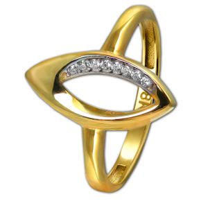 GoldDream Leaf Ring Zirkonia für Damen in der Größe 60 333er Gelbgold GDR527Y60