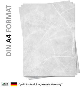 Gastronomie Papier (Grau-Eis-Marmor, DIN A4, 100 Blatt, MPA-5155b) für Speisekarten. Marmoriertes Papier, Marmorpapier zweiseitig bedruckt, für alle Drucker/Kopierer geeignet