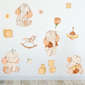 Elefant Kids - Wandtattoo Kinderzimmer Baby Wandaufkleber - Set
