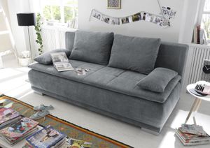 Couch "Luigi" Schlafcouch Bettsofa Schlafsofa Sofabett Funktionssofa ausziehbar anthrazit 208 cm