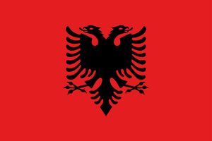 5 Stück "Flaggen und Banner" 10cm breit -selbstklebende "Albanien" ES-FL-ALB-10-G-NL
