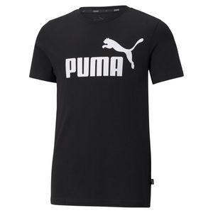 PUMA Jungen T-Shirt - Baumwolle, einfarbig, Logo-Print, Rundhals Schwarz 110