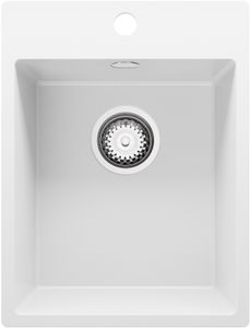 Spülbecken Weiß 38x50 cm, Granitspüle + Ablauf-Set, Küchenspüle für 40er Unterschrank, Einbauspüle von Primagran