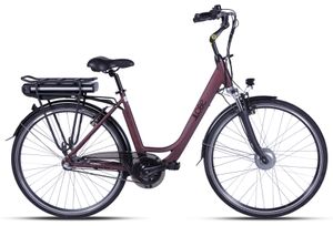 LLobe E-Bike 28" Alu City Bike Metropolitan JOY bordeaux-rot 36V/8Ah,  3-Gang Shimano