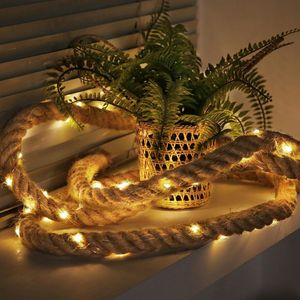 60 LEDS Lichterkette Seil Sommer Deko Meer, Weihnachten Beleuchtung für Deko Outdoor Garten Terrasse Balkon 3M (Beiges Baumwollseil)