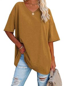 Damen Blusen Lässig Oberteile Sommer Shirts V-Ausschnitte Tshirt Elegant T-Shirt Khaki,Größe 2xl