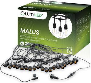 LUMILED rozprávkové svetlá vonkajšie 20M 20x E27 230V strana Vianočné svadobné dekorácie terasa girlandy rozšíriteľné odolné voči poveternostným vplyvom s napájaním záhradná lampa