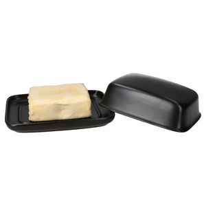 Runa Butterdose mit Deckel schwarz für 250g Butter-Schale Glocke Steingut