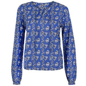 GIN TONIC Damen Tunika mit Blumenmuster Bluse für Freizeit Oberteil Hemd Langarm, Größe:L, Farbe:Bloomed