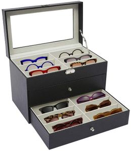 3 Schicht Brillen Aufbewahrungsbox 18 Slot Sonnenbrillen Brillenbox Brillenhalter Aufbewahrungshalter Organizer Brillenetui 35x21x24.5cm