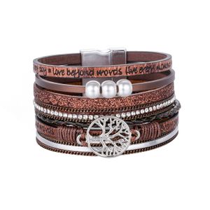 Alster Herz Wickelarmband Lebensbaum Armband für Damen, Wickelarmband mit Perlen, Ideal als Geschenk für Frauen, J0333 Braun
