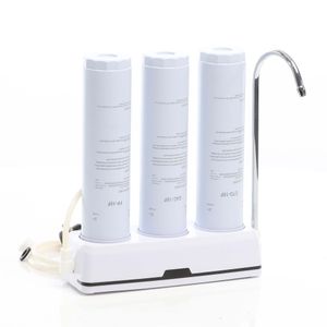 Naturewater NW-3-PPGACCTO 3 Stufen Counter Top Wasserfilter, 5 µ, PP Sediment, Aktivkohle Granulat, Aktivkohle Block Filtereinsatz, mit Universaladapter, Wasserhahn