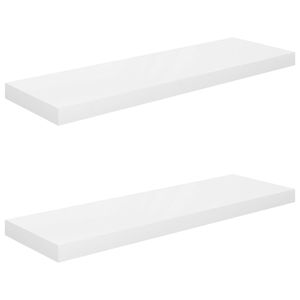 vidaXL Schweberegale 2 Stk. Hochglanz-Weiß 80x23,5x3,8 cm MDF