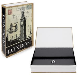 Navaris Buchtresor Versteck Größe L mit 2x Schlüssel - 24 x 16 x 5cm - London Design - Buchsafe Attrappe mit Geheimfach - Buch Geldversteck