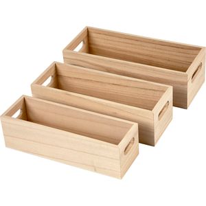 Creativ Company CC Aufbewahrungskisten-Set aus Holz, H: 7,5–6,5 cm