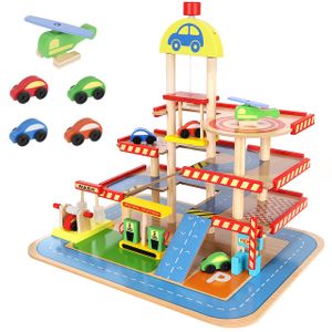 Wenta Spiel-Parkgarage (Autogarage Spielzeug Set mit 4 Auto und