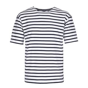 modAS Herren T-Shirt Bretonisches Streifenshirt - Ringelshirt Streifenshirt Kurzarm mit Streifen aus Baumwolle in Weiß/Blau Größe 54