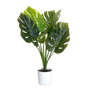 HOMLA TROPICKÁ ZÓNA Monstera umelá rastlina v bielom kvetináči 75 cm