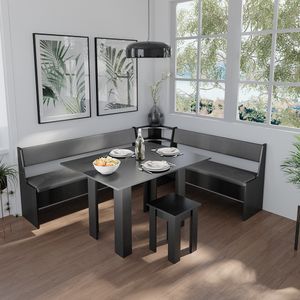 Livinity® Rímska rohová lavica do jedálne, 43,5 x 43,5 cm, čierna