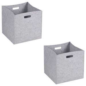 Faltbox FELT, schöne Aufbewahrungsbox mit Filzstoff, praktische Ordnungsbox im 2er Pack, zeitlose  Stoffbox in grau