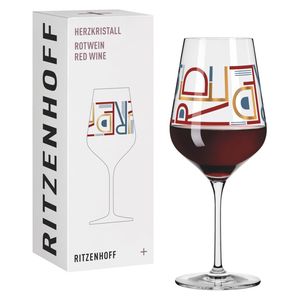 RItzenhoff Červené sklo Srdce Crystal Červené víno 010