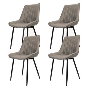 4er Set Esszimmerstühle Küchenstuhl Polsterstuhl mit Metallbeinen  Kunstlederbezug bis 120 kg belastbar Braun