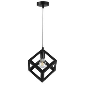 MasterLED Pendelleuchte Cube E27 Schwarz – Würfel Hängelampe aus Metall im Retro Loft Design für Esszimmer, Küche & Wohnzimmer