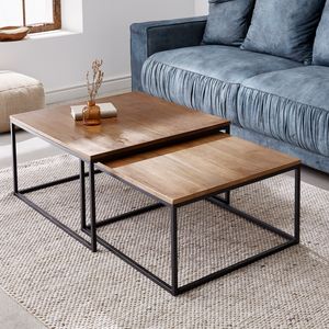 riess-ambiente Design Couchtisch 2er Set ELEMENTS 75cm Mangoholz braun schwarzes Gestell Besitelltisch Tisch Tischset