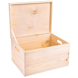Creative Deco XXL Große Natur Holz-Kiste mit Deckel | 40x30x24 cm (+/-1cm) | Erinnerungsbox Baby | Holz-box Unlackiert Kasten | Griffen | Für Dokumente, Spielzeug, Werkzeuge | ROH & UNGESCHLIFFEN