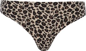 Chantelle Damen Tanga - String, SoftStretch, nahtlos, unsichtbar, Einheitsgröße 36-44, Leopard-Muster Schwarz/Nude One Size