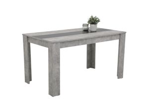 5 tlg. Essgruppe Helene I - Tisch betonoptik mit Wendeeinlage weiß/schwarz - Vierfußstuhl Kunstleder Grau/Alufarben