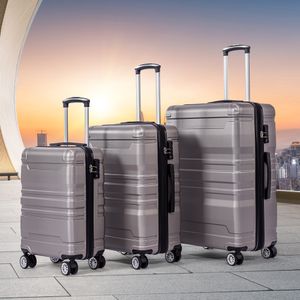 Fortuna Lai Sada 3 pevných cestovních kufrů na kolečkách s TSA zámkem a otočnými kolečky M+L+XL, sada kufrů Cestovní kufr na kolečkách šedý