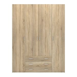 Spell Kleiderschrank 4 Türen und 3 Schubladen. Eiche Nachbildung. Spell Kleiderschrank 4 Türen und 3 Schubladen. Eiche Nachbildung.