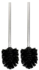 2x Toilettenbürsten schwarz, WC Bürste austauschbarer Bürstenkopf zum Abschrauben, rostfreier Edelstahl-Stil, Länge ca. 35 cm