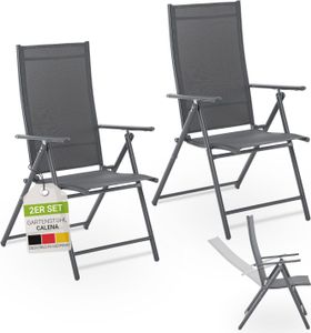 Juskys Gartenstuhl Calena 2er Set - 7-Fach verstellbare Rückenlehne - Anthrazit