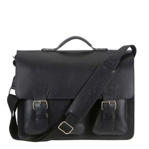 Ruitertassen Lehrertasche Leder 40cm 3 Fächer Schultasche Aktentasche schwarz Damen Herren 2342T-11