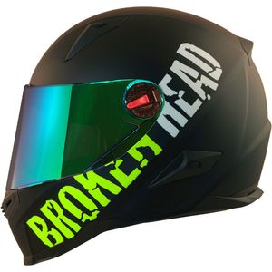 Motorradhelm Broken Head BeProud Grün Motorradhelm + Grün Verspiegeltes Visier | Mirror Edition Größe: XS (53-54 cm)