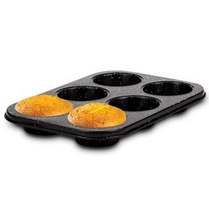 NAVA Muffinbackform Muffinblech Muffinform Backform Kuchenform Backblech GRANITBESCHICHTUNG für 6 Stück Muffins Cupcakes 26,5x18,5 cm NATURE