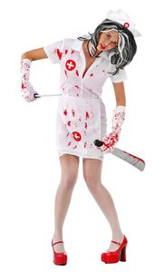 bademäntel Zombie-Krankenschwester Polyester weiß/rot mt M/L
