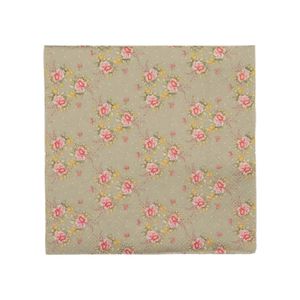 Clayre & Eef Servietten Papier 20er Set 33x33 cm (20) Grün Rosa Papier Blumen