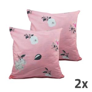 Poszewka na poduszkę Home Elements, zestaw 2 sztuk, różowa, kwiaty