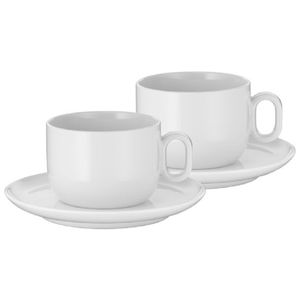 Zestaw naczyń do kawy WMF Barista Cappuccino, po 2 filiżanki i spodki, stylowe, stabilne, sztaplowane, ergonomiczne, można myć w zmywarce, wyprodukowano w Niemczech, 0695949440