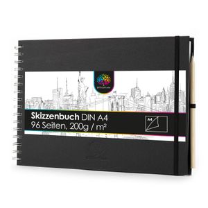 OfficeTree Skizzenbuch A4 quer mit Verschluss, Stift und Stiftehalter (wp)