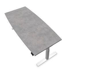 eModel 2.0 Konferenztisch Schreibtisch Bootsform, elektrisch höhenverstellbar Beton, Größe Tischplatte:200 x 80 cm, Gestellfarbe:Schwarz, Farbe Tischkante:gleich Tischplatte