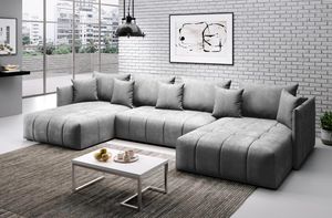 FURNIX U-Form-Sofa ASVIL Wohnzimmersofa mit Schlaffunktion und Bettkasten MH84